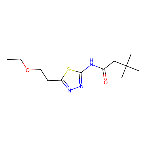 N-[5-(2-ethoxyethyl)-1,3,4-thiadiazol-2-yl]-3,3-dimethylbutanamide structure