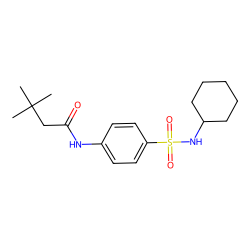 N-[4-(cyclohexylsulfamoyl)phenyl]-3,3-dimethylbutanamide structure