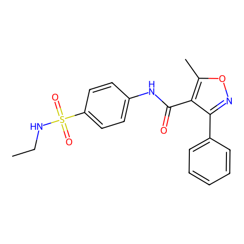 N-[4-(ethylsulfamoyl)phenyl]-5-methyl-3-phenyl-1,2-oxazole-4-carboxamide structure