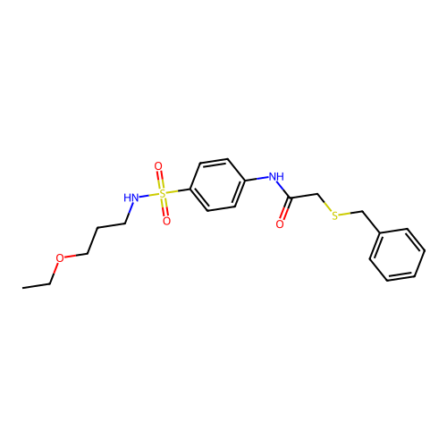 2-benzylsulfanyl-N-[4-(3-ethoxypropylsulfamoyl)phenyl]acetamide structure