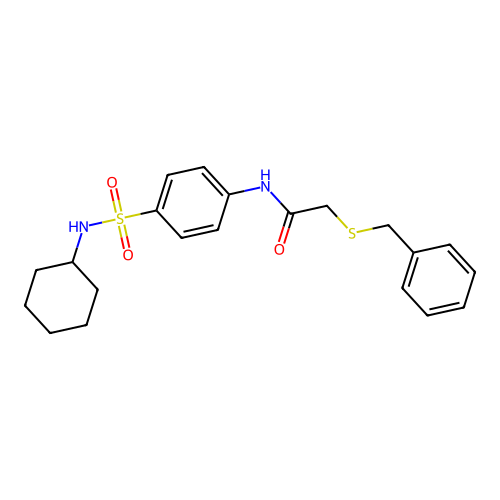 2-benzylsulfanyl-N-[4-(cyclohexylsulfamoyl)phenyl]acetamide structure