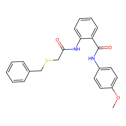 2-[(2-benzylsulfanylacetyl)amino]-N-(4-methoxyphenyl)benzamide structure