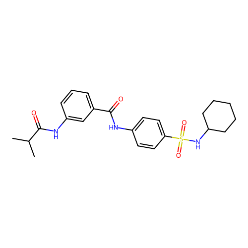 N-[4-(cyclohexylsulfamoyl)phenyl]-3-(2-methylpropanoylamino)benzamide structure