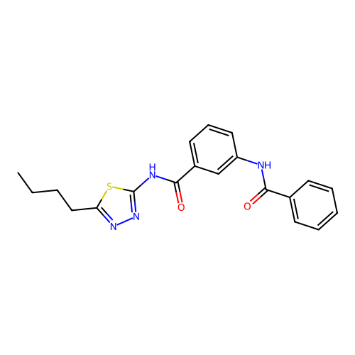 3-benzamido-N-(5-butyl-1,3,4-thiadiazol-2-yl)benzamide structure