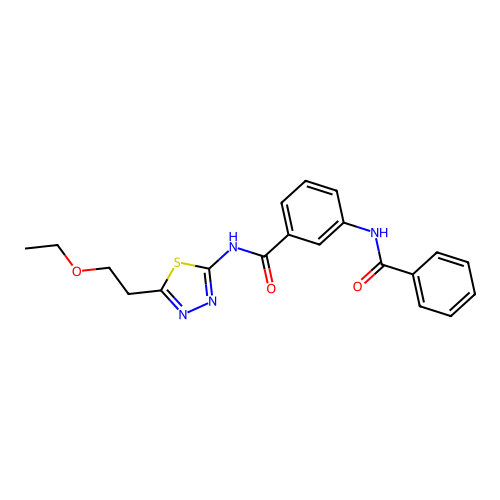 3-benzamido-N-[5-(2-ethoxyethyl)-1,3,4-thiadiazol-2-yl]benzamide structure