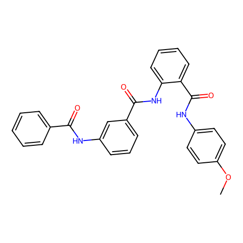 2-[(3-benzamidobenzoyl)amino]-N-(4-methoxyphenyl)benzamide structure