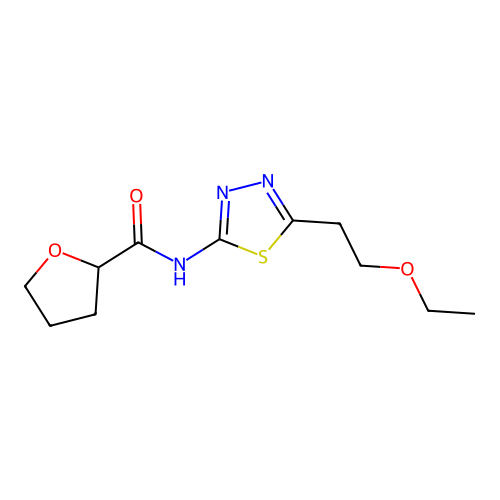 N-[5-(2-ethoxyethyl)-1,3,4-thiadiazol-2-yl]oxolane-2-carboxamide structure