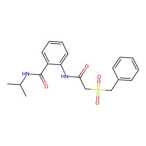 2-[(2-benzylsulfonylacetyl)amino]-N-propan-2-ylbenzamide structure