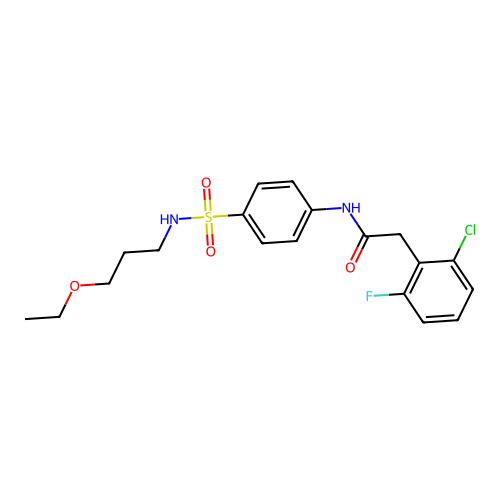 2-(2-chloro-6-fluorophenyl)-N-[4-(3-ethoxypropylsulfamoyl)phenyl]acetamide structure