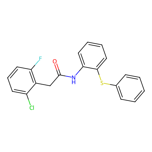 2-(2-chloro-6-fluorophenyl)-N-(2-phenylsulfanylphenyl)acetamide structure