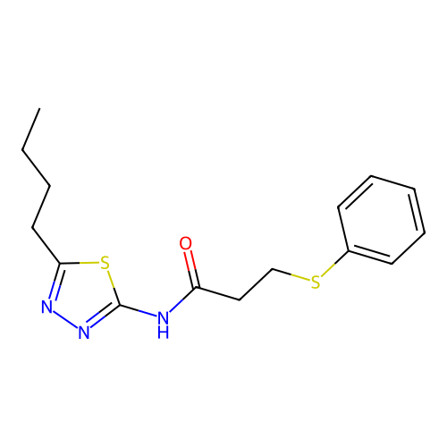 N-(5-butyl-1,3,4-thiadiazol-2-yl)-3-phenylsulfanylpropanamide structure