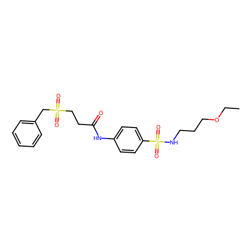 3-benzylsulfonyl-N-[4-(3-ethoxypropylsulfamoyl)phenyl]propanamide structure