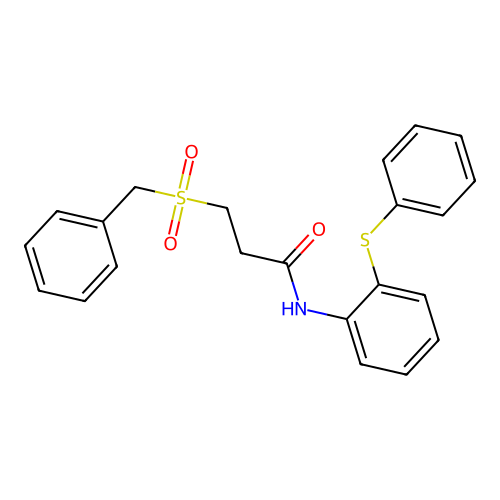 3-benzylsulfonyl-N-(2-phenylsulfanylphenyl)propanamide structure