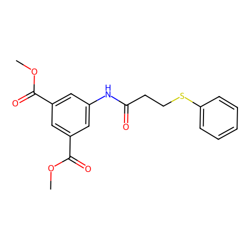 Methyl 3-(methoxycarbonyl)-5-(3-phenylthiopropanoylamino)benzoate structure