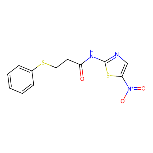 N-(5-nitro-1,3-thiazol-2-yl)-3-phenylsulfanylpropanamide structure