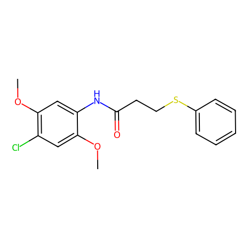 N-(4-chloro-2,5-dimethoxyphenyl)-3-phenylsulfanylpropanamide structure
