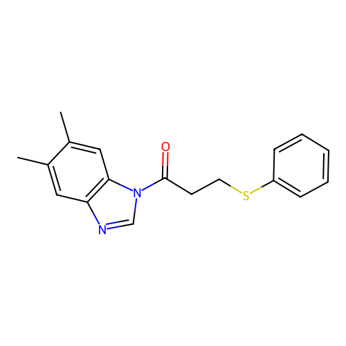 1-(5,6-Dimethylbenzimidazol-1-yl)-3-phenylsulfanylpropan-1-one structure