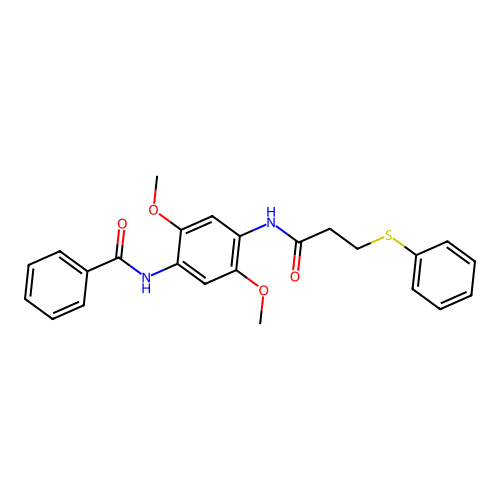 N-[2,5-dimethoxy-4-(3-phenylsulfanylpropanoylamino)phenyl]benzamide structure