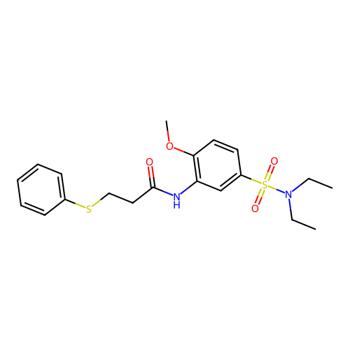N-[5-(diethylsulfamoyl)-2-methoxyphenyl]-3-phenylsulfanylpropanamide structure