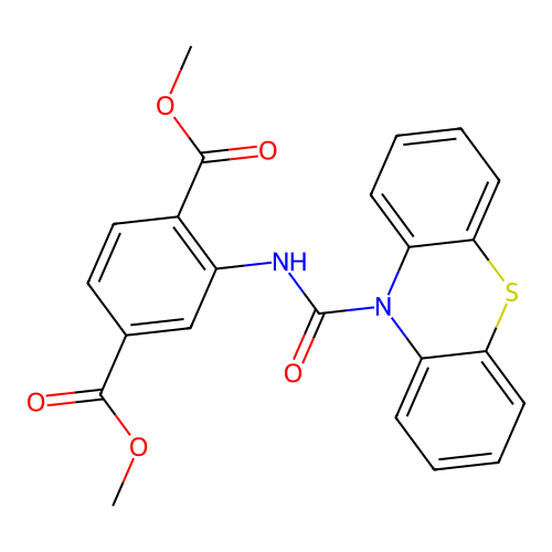 dimethyl 2-[(10H-phenothiazin-10-ylcarbonyl)amino]terephthalate structure