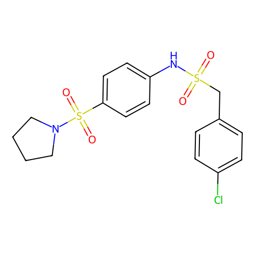 1-(4-chlorophenyl)-N-(4-pyrrolidin-1-ylsulfonylphenyl)methanesulfonamide structure