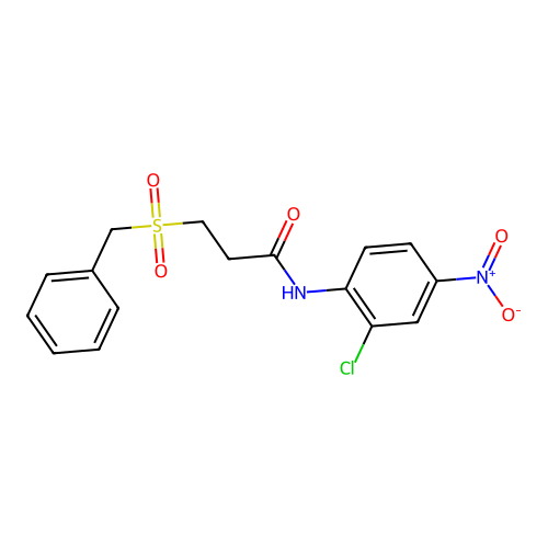 3-benzylsulfonyl-N-(2-chloro-4-nitrophenyl)propanamide structure