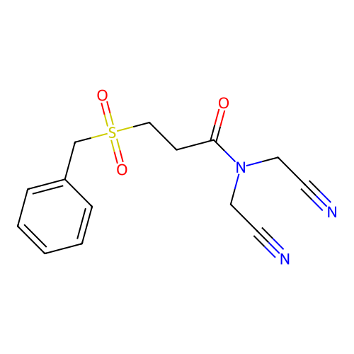 3-benzylsulfonyl-N,N-bis(cyanomethyl)propanamide structure