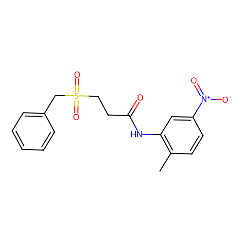 3-benzylsulfonyl-N-(2-methyl-5-nitrophenyl)propanamide structure