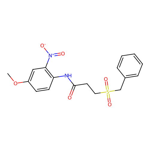 3-benzylsulfonyl-N-(4-methoxy-2-nitrophenyl)propanamide structure