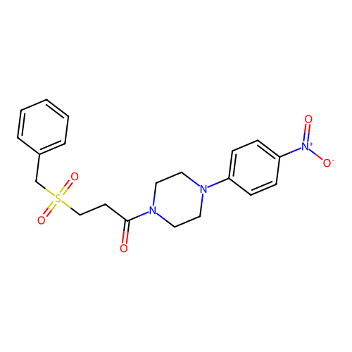 3-Benzylsulfonyl-1-[4-(4-nitrophenyl)piperazin-1-yl]propan-1-one structure