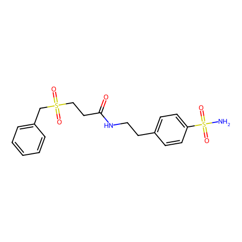 3-benzylsulfonyl-N-[2-(4-sulfamoylphenyl)ethyl]propanamide structure