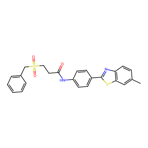 3-benzylsulfonyl-N-[4-(6-methyl-1,3-benzothiazol-2-yl)phenyl]propanamide structure