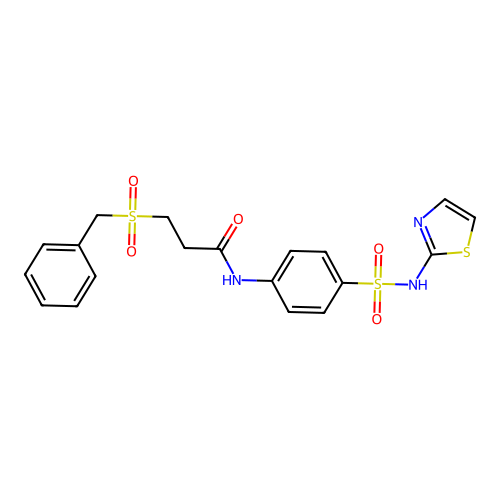3-benzylsulfonyl-N-[4-(1,3-thiazol-2-ylsulfamoyl)phenyl]propanamide structure