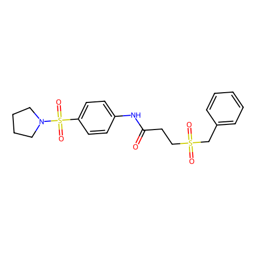 3-benzylsulfonyl-N-(4-pyrrolidin-1-ylsulfonylphenyl)propanamide structure