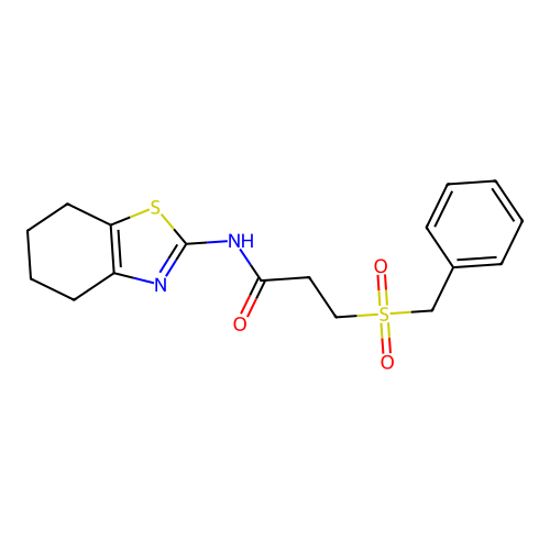 3-benzylsulfonyl-N-(4,5,6,7-tetrahydro-1,3-benzothiazol-2-yl)propanamide structure