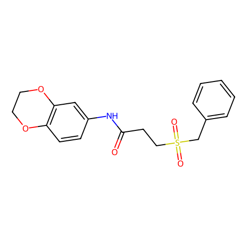 3-benzylsulfonyl-N-(2,3-dihydro-1,4-benzodioxin-6-yl)propanamide structure