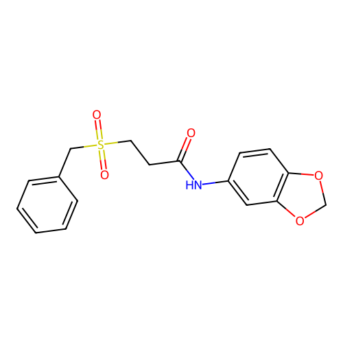 N-(1,3-benzodioxol-5-yl)-3-benzylsulfonylpropanamide structure