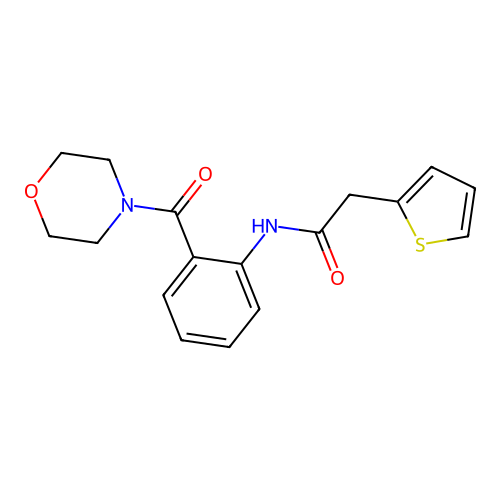 N-[2-(morpholine-4-carbonyl)phenyl]-2-thiophen-2-ylacetamide structure