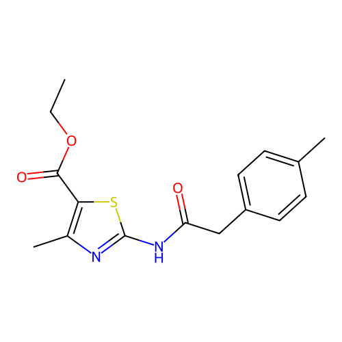 Ethyl 4-methyl-2-(2-(p-tolyl)acetamido)thiazole-5-carboxylate structure