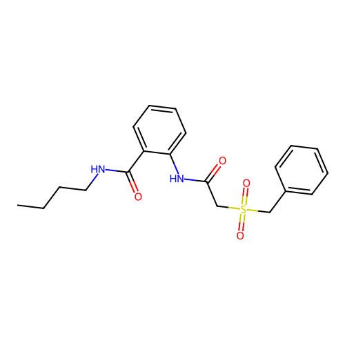 2-[(2-benzylsulfonylacetyl)amino]-N-butylbenzamide structure