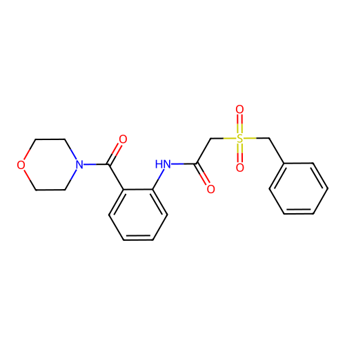 2-benzylsulfonyl-N-[2-(morpholine-4-carbonyl)phenyl]acetamide structure