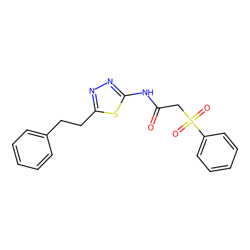2-(benzenesulfonyl)-N-[5-(2-phenylethyl)-1,3,4-thiadiazol-2-yl]acetamide structure