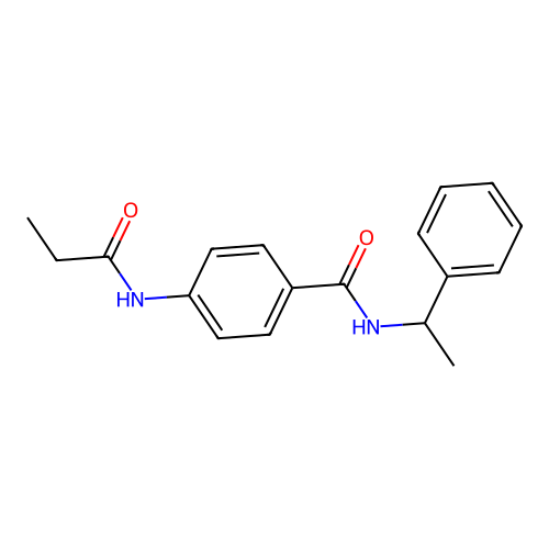 N-(1-phenylethyl)-4-(propanoylamino)benzamide structure