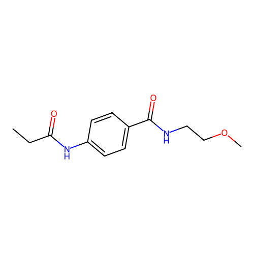 N-(2-methoxyethyl)-4-(propanoylamino)benzamide structure