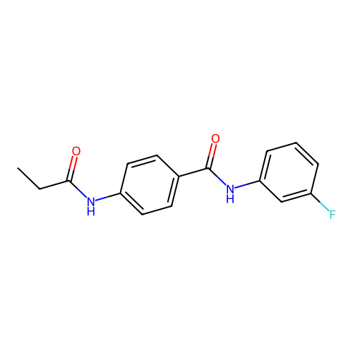 N-(3-fluorophenyl)-4-(propanoylamino)benzamide structure