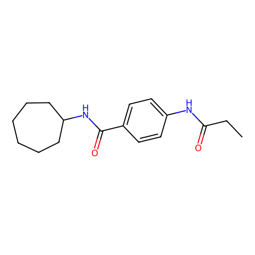 N-cycloheptyl-4-(propanoylamino)benzamide structure
