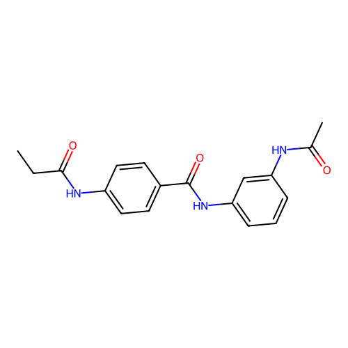 N-(3-acetamidophenyl)-4-(propanoylamino)benzamide structure