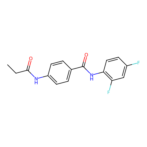 N-(2,4-difluorophenyl)-4-(propanoylamino)benzamide structure