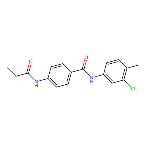 N-(3-chloro-4-methylphenyl)-4-(propanoylamino)benzamide structure