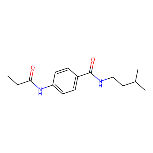 N-(3-methylbutyl)-4-(propanoylamino)benzamide structure